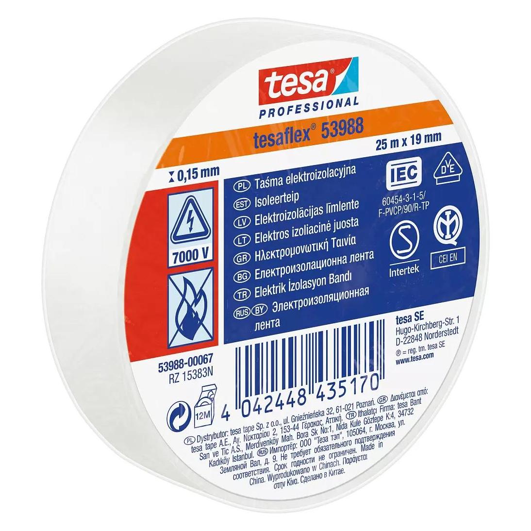 tesa tesaflex Isolierband IEC 25:19 weiss (19 mm) (53948-00034-07)