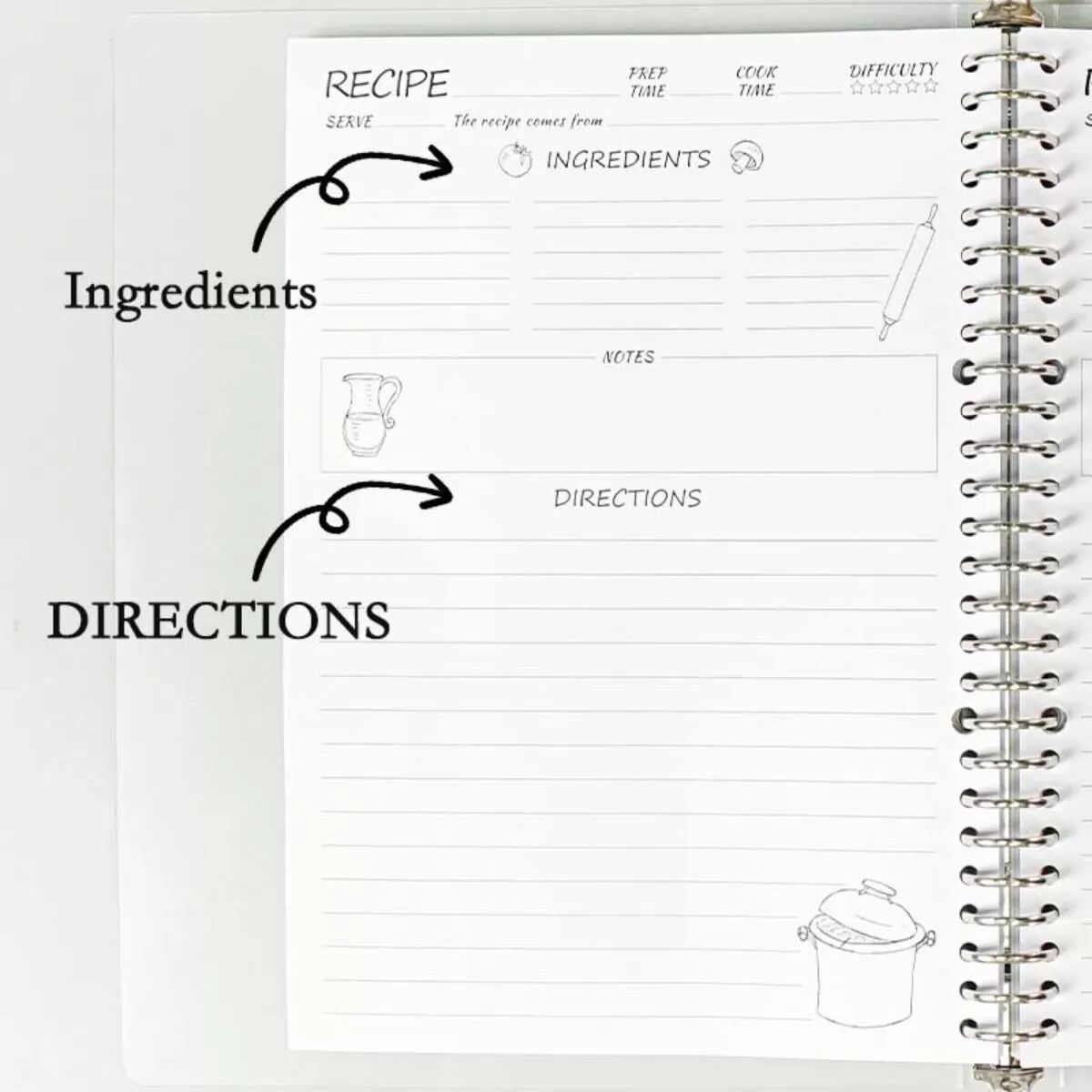 INF Hellblaues Rezeptbuch – DIY Kochbuch-Ordner für Hausmannskost, Kapazität für 160 Rezepte