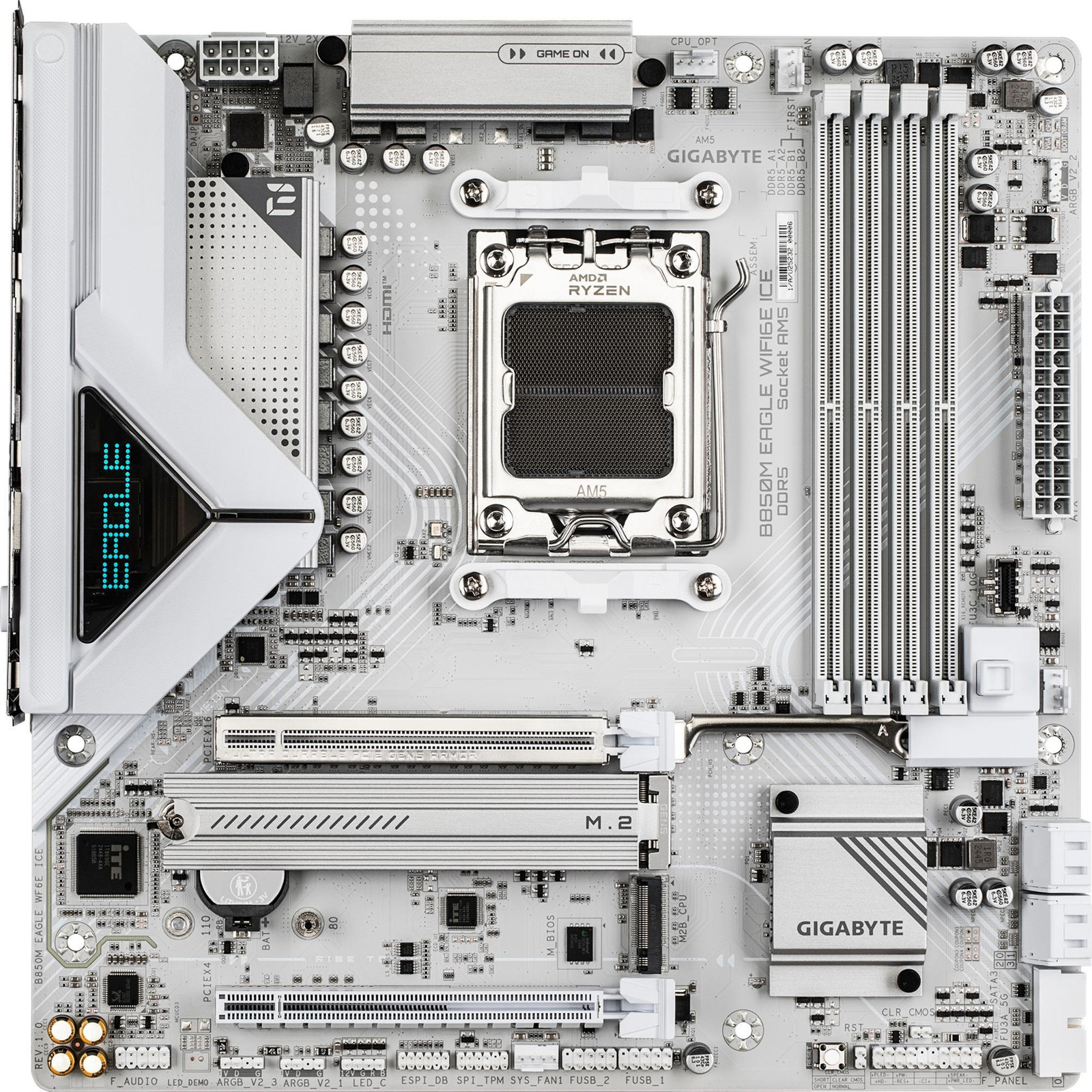 Gigabyte B850M EAGLE WF6E ICE Motherboard - Micro-ATX - AMD B850 - DDR5 & PCIe 5.0 - WiFi 6E