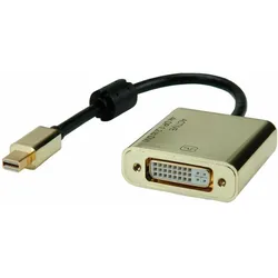 Roline GOLD 4K Mini DisplayPort-DVI Adapter, Aktiv, v1.2, Mini DP ST, Video Adapter, Gold
