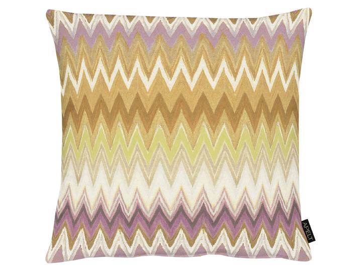 Dekokissen APELT Zigzag , bunt (gelb, orange, natur, mauve, bedruckt), B:48cm H:10cm L:48cm, Baumwolle, Dekokissen_Sitzkissen_Kissenhüllen, Dekokissen, mit Zickzack-Muster