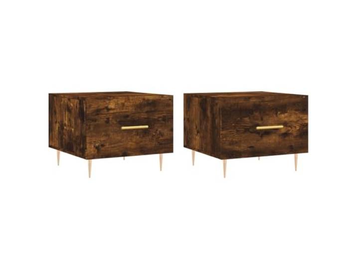 LASWWQMRF 2er Set Couchtisch mit Schublade 50x50x40cm Räuchereiche Praktischer Beistelltisch 2er Set im Räuchereiche-Look mit Stauraum für Wohnzimmer, Schlafzimmer und Flur.
