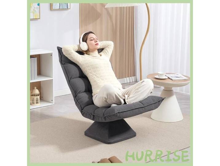 Cocosity Fauteuil Relax Fauteuil Salon Design Capitonné Inclinaison Dossier Réglable Pivotant 360° Revêtement Lin Gris Chiné
