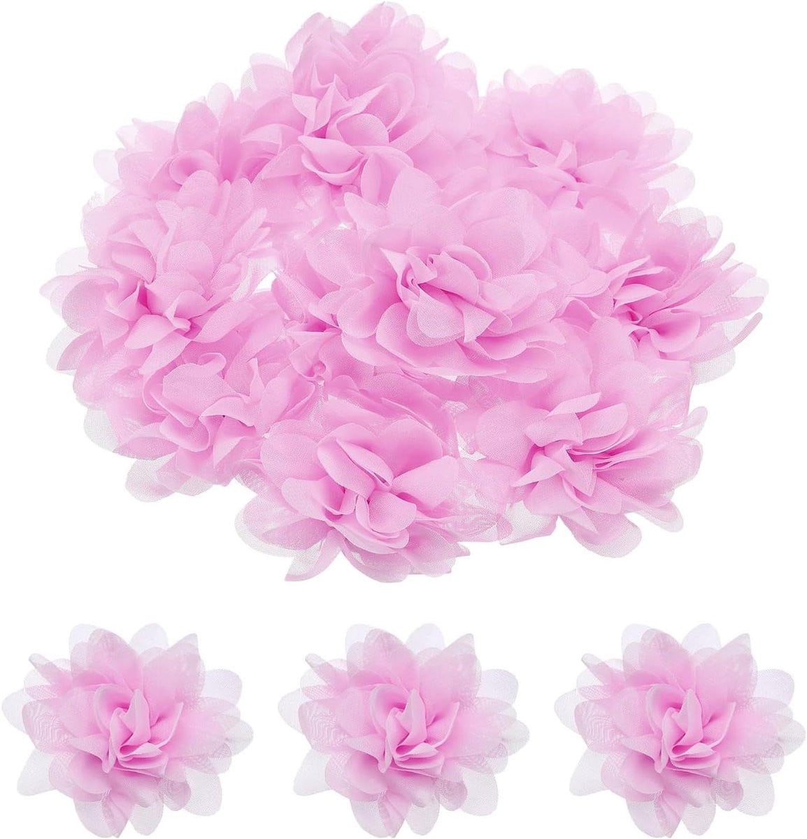 Set van 12 realistische kunstbloemen van chiffon voor decoratie en knutselen, 75 cm, Roze