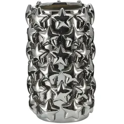 HOME STORY Vase mit 3D Sternen   , silber , Dolomite , Maße (cm): H: 27  Ø: 16