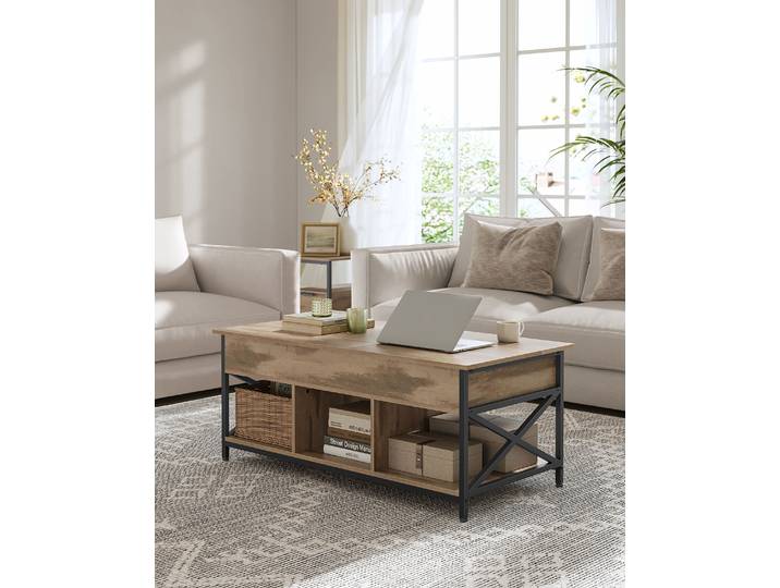 Table basse pliante A 120cm Marron/Noir/Marron clair