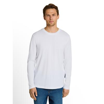 Rundhalsshirt TOM TAILOR DENIM, Herren, Gr. M, weiß, Single Jersey, Obermaterial: 100% Baumwolle, Rundhals, Shirts Rundhalsshirt
