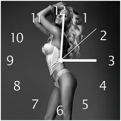 Wallario Uhr 20 x 20 cm, weiße Zeiger Sexy Beine - Blondine mit langen Beinen in Unterwäsche