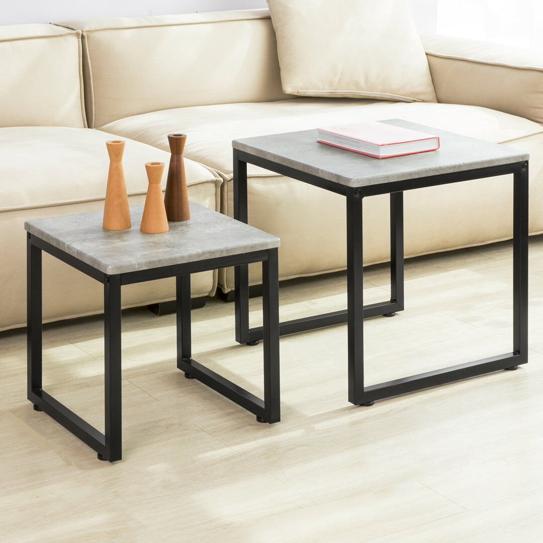 17 Stories Caegan C Table Square Nesting Side Tables Gray 50cm H X 50cm W X 50cm D