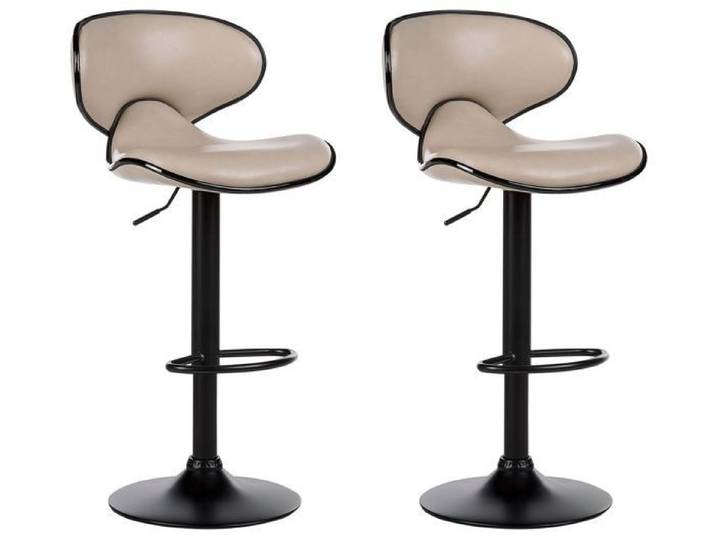 Lot de 2 chaises de bar en cuir PU beige clair CONWAY II