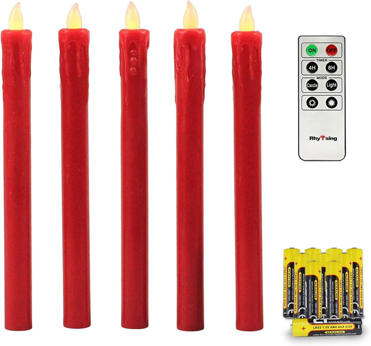 Rode LED Drip Kaarsen Kandelaar met Afstandsbediening voor Kerstmis, Hoogte: 25 cm