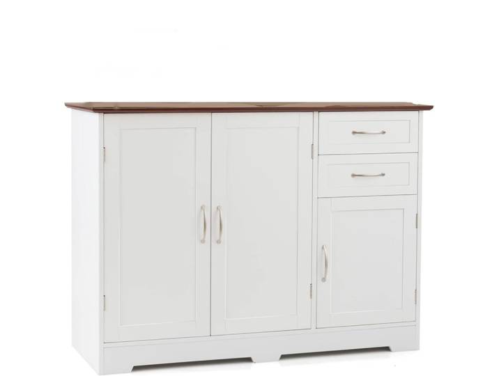 Buffet de cuisine avec 2 placards à portes 2 tiroirs blanc 100x40x78cm
