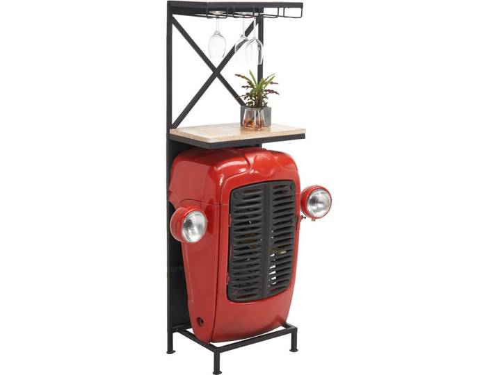Ambia Home Bar, Naturfarben, Rot, Schwarz, Holz, Metall, Mangoholz, massiv, 36x153x52 cm, Esszimmer, Barmöbel, Barschränke &Theken