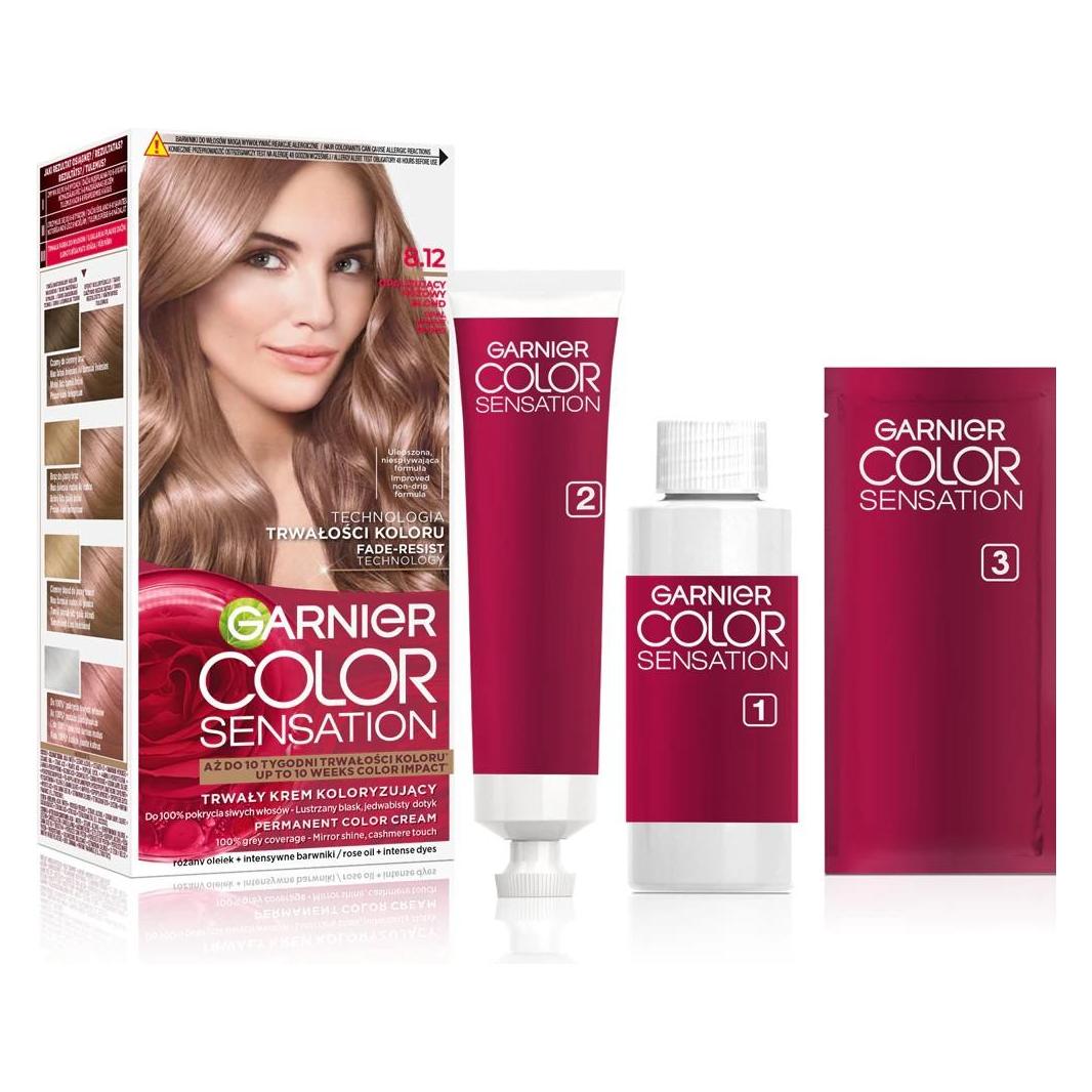 Garnier Color Sensation Creme farba do włosów 8.12 Opalizujący Różowy Blond (Opalisierend Rosa Blond) (46963852)