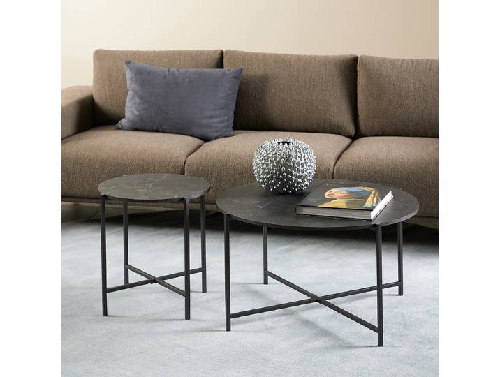 home24 Bijzettafel Vidnes Ø 40cm zwart