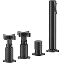Gessi Inciso+ 2-Kreuz-Griff-4-Loch-Wannenrand-Armatur, separater automatischen Umsteller für Wanneneinlauf, 58143710, Farbe: Messing PVD