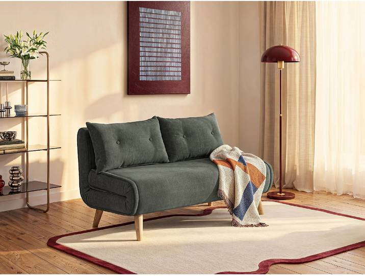 2-Sitzer-Schlafsofa aus grünem Stoff VALERIO