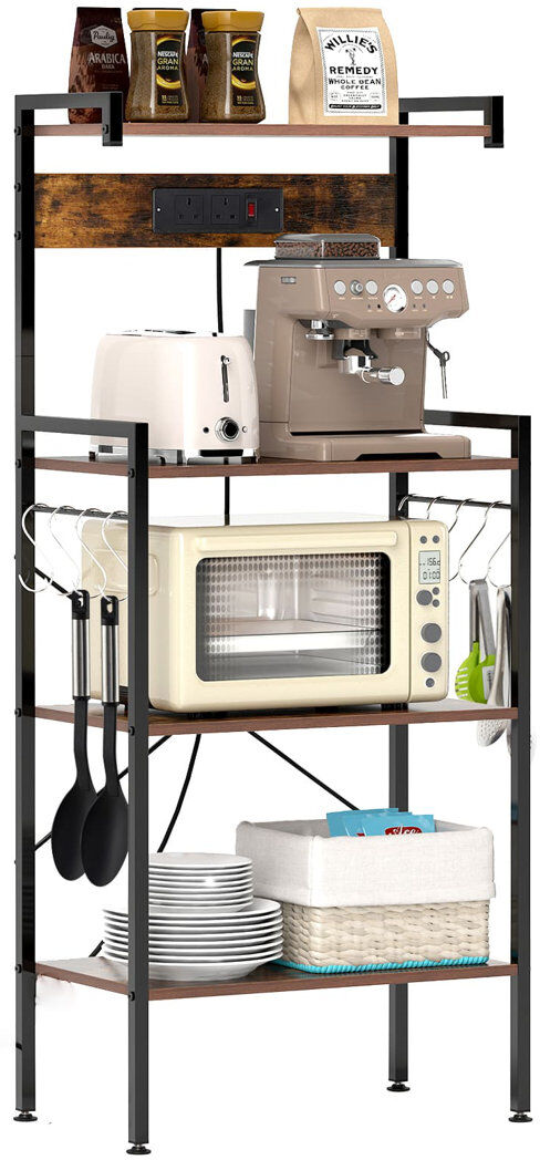 Borough Wharf 59cm Metal Standard Baker's Rack with Microwave Compatibility Brown 136cm H X 59cm W X 34cm D