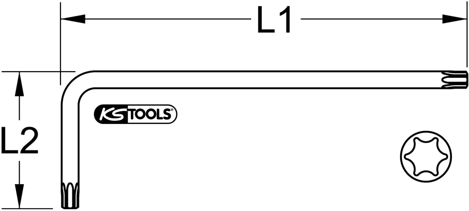 KS Tools TX-Winkelstiftschlüssel, lang, T6 (151.2312)