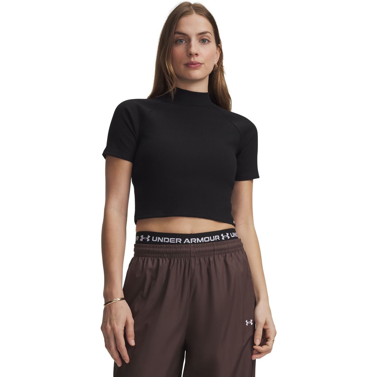 Under Armour Rival RIB Mock SS Tee black white (008) S 6014794-008-SM