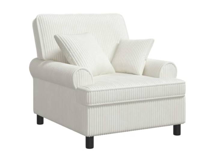 vidaXL XL-Sessel mit Kissen Creme 1,5 Linien Stoff mit geradlinigem Gewebe aus 100 % Polyester gepolstert