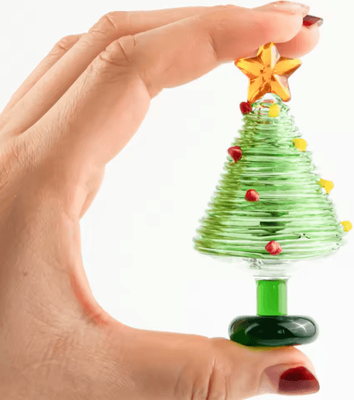 Inspire Picks KANGMING Hand Blown Glass Christmas Tree Figurine Mini Holiday Desktop Decoration KANGMING Hand Blown Glass Christmas Tree Figurine Mini Holiday Desktop Decoration