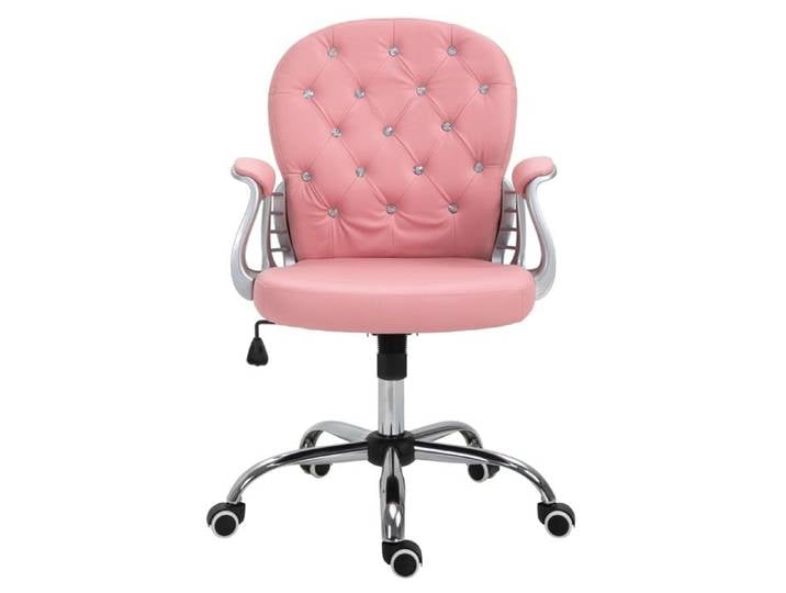 Fauteuil de bureau capitonné en simili rose - 921-169V01PK