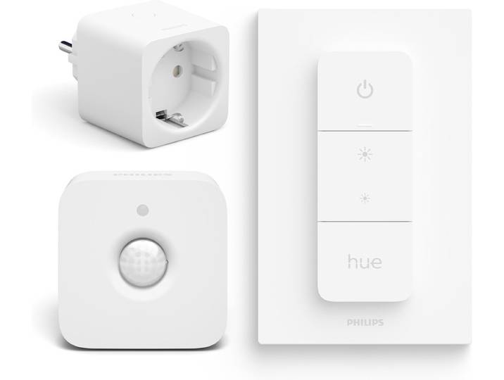 Philips Hue Voordeelbundel met 1 Hue Slimme Stekker Nederland en EU (Type F)\, 1 Hue Dimmer Switch en 1 Hue Bewegingssensor voor Binnen - Hue Accessoires