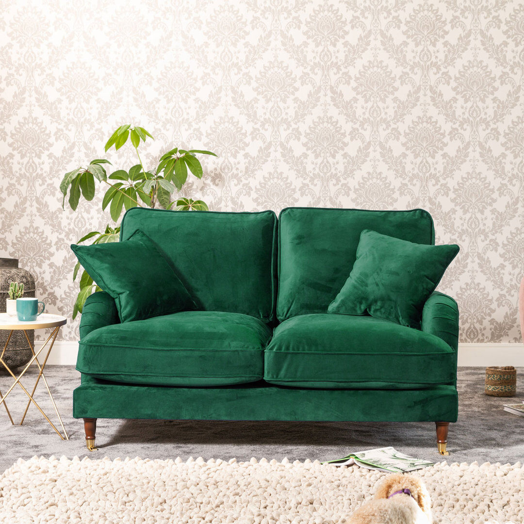 Hykkon Fabiola 2 Seater Velvet Loveseat Teal 92cm H X 150cm W X 99cm D