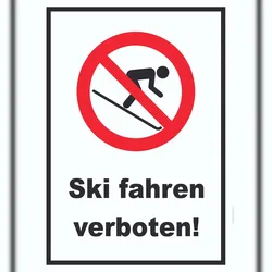 HB-Druck Ski fahren verboten! Schild A0 Rückseite selbstklebend