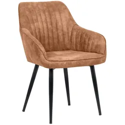 riess-ambiente Stuhl TURIN - Armlehne vintage hellbraun Ziersteppung edel Metallbeine Esszimmer