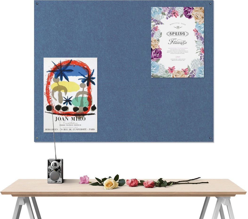 Symple Stuff Wall Mounted Reversible Bulletin Board Light Blue 90cm H x 120cm W