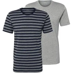 Tchibo - 2 T-Shirts - Herren - Gr. L - hellgrau/gestreift