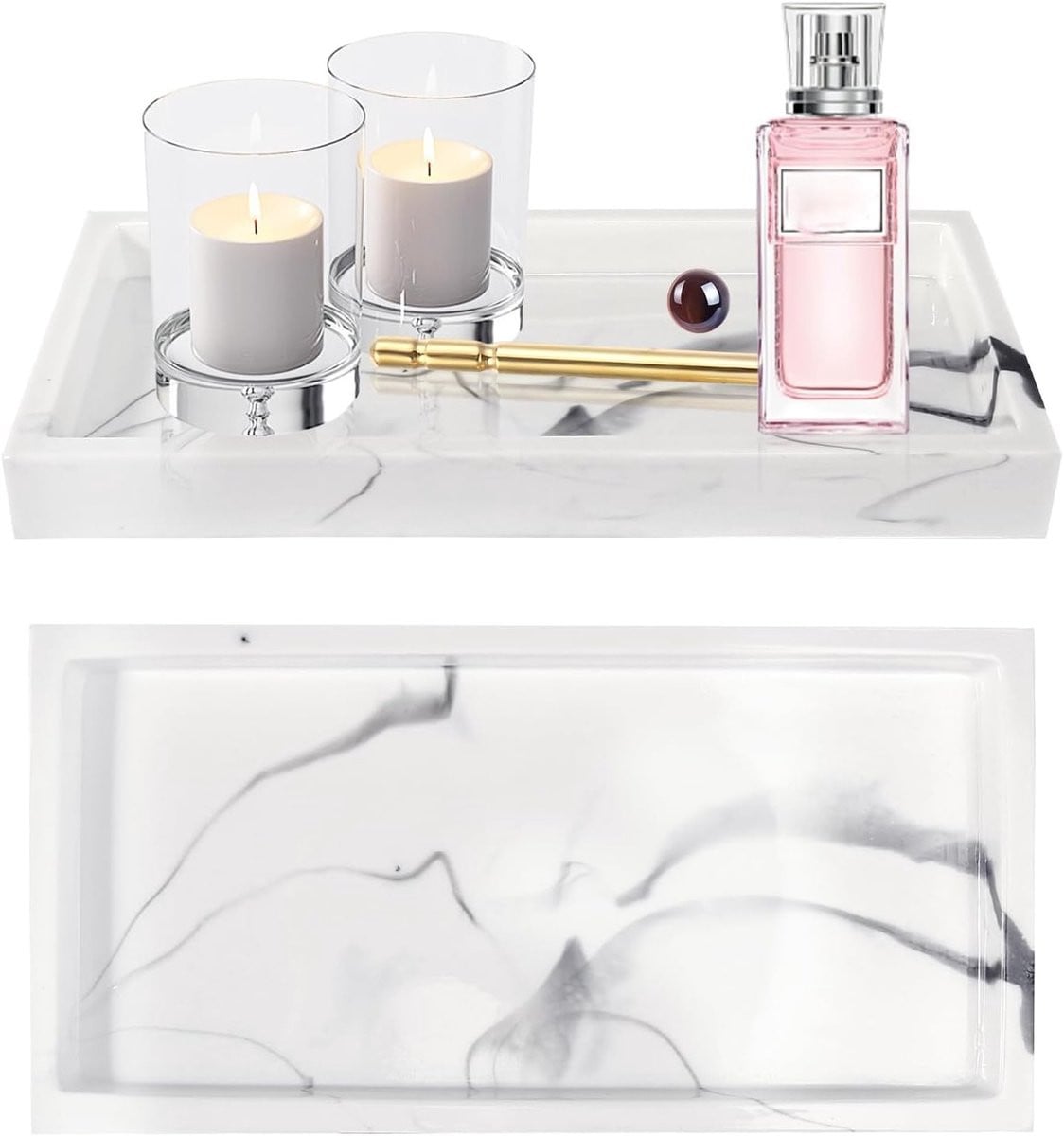Decoratieve Marmeren Resin Tray voor Badkamer en Keuken - Sleutelschalen voor Zeep, Parfum en Sieraden
