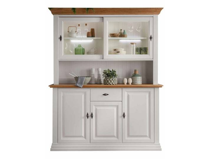 Casamia Buffet Büffet Sideboard mit Aufsatz Monza für Esszimmer Massivholz weiß