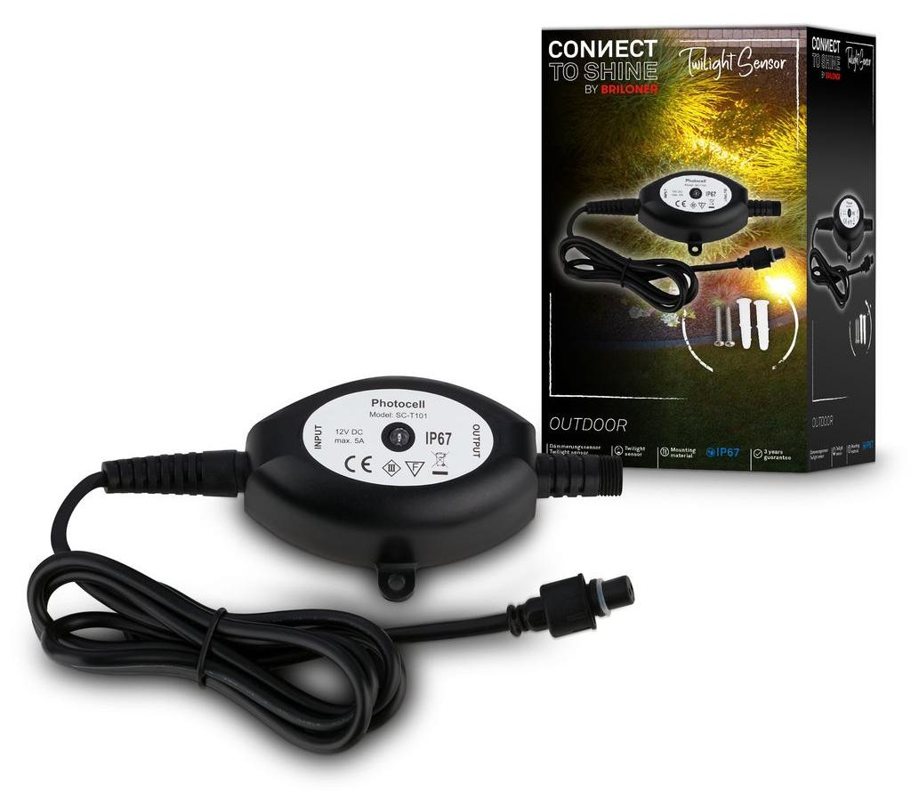 Briloner Connect to Shine schemersensor 12V, zwart, IP67
