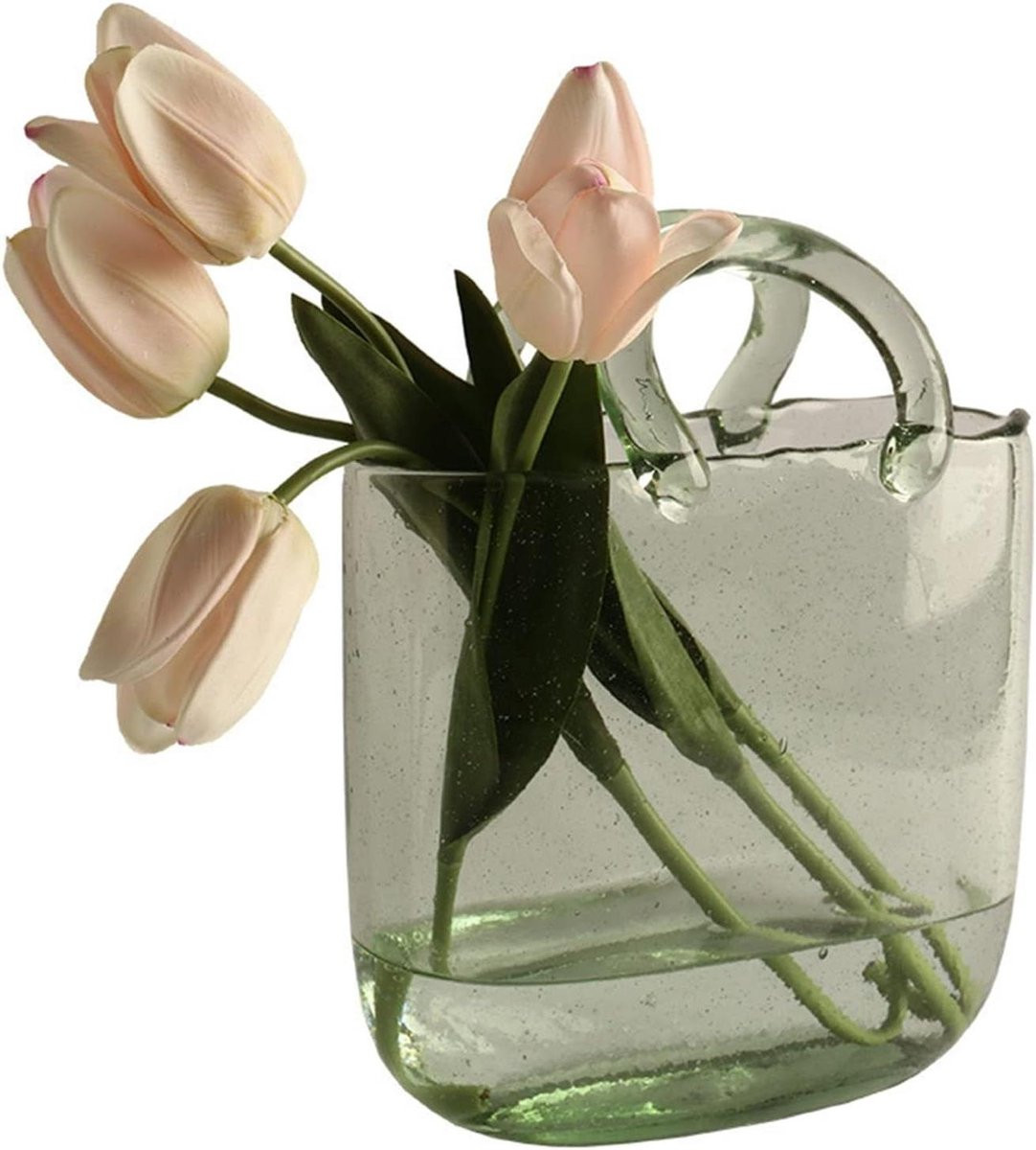 Handgemaakte decoratieve glazen tasvaas voor het schikken van bloemen - Transparant