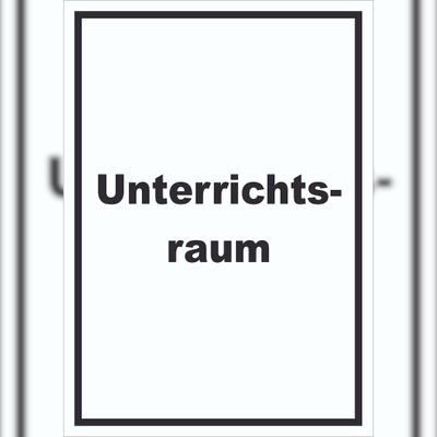 HB-Druck Unterrichtsraum Schild mit Text Schule Schulung hochkant A2 Rückseite selbstklebend