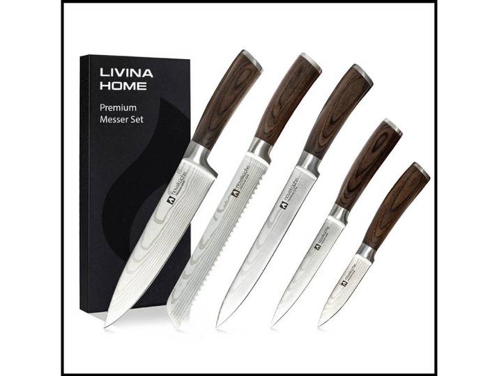 LIVINA HOME Allzweckmesser Kochmesser, Küchenmesser mit extrem scharfer 13cm Klinge, Universalmesser, Messer Echtholzgriff, Oster Deal Sale!