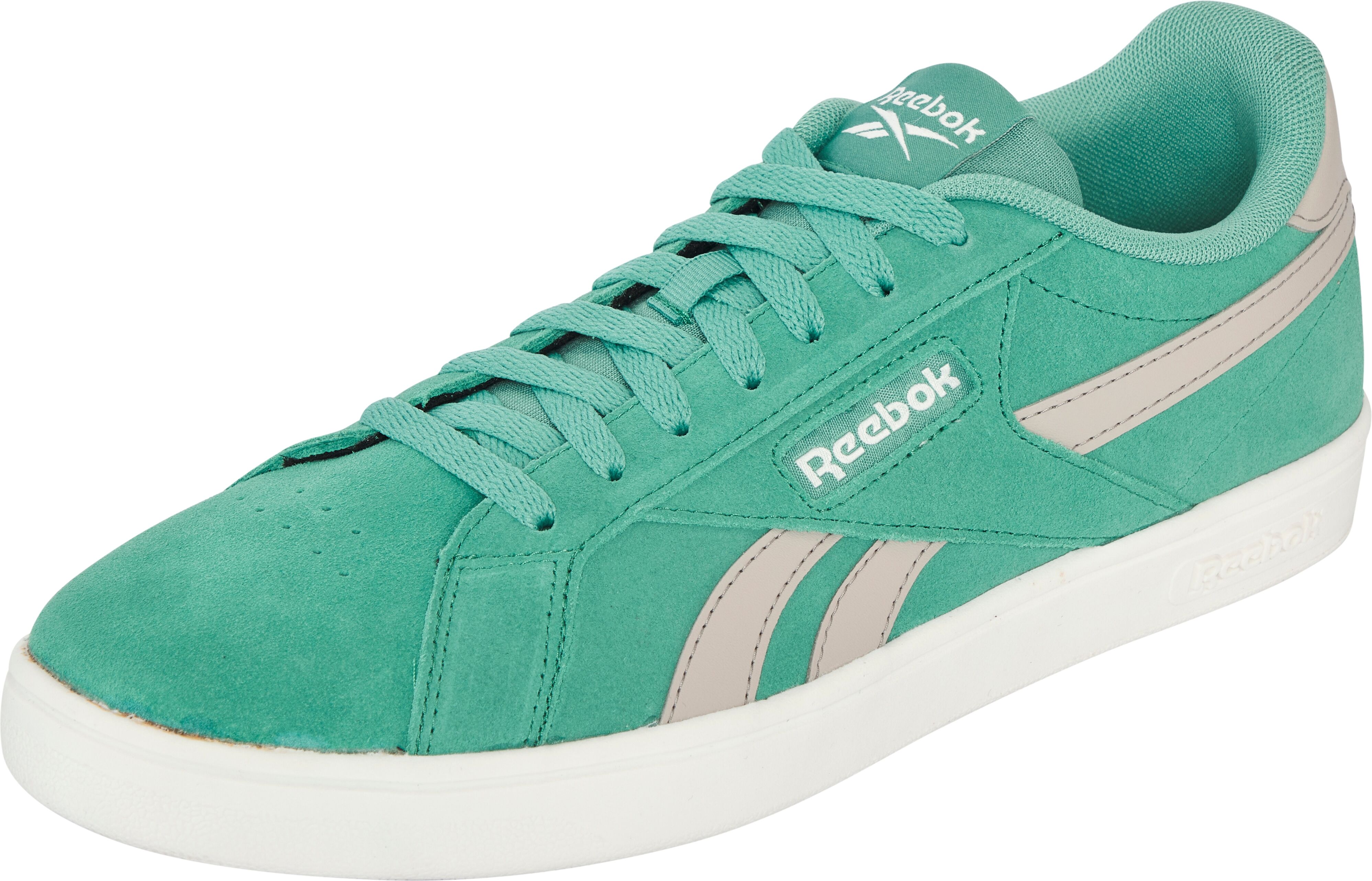 Sneaker REEBOK CLASSIC "REEBOK COURT RETRO", Damen, Gr. 37,5, grün (upgradegrün, moonstone, chalk), Leder, Synthetik, Schuhe Sneaker upgradegrün, moonstone, chalk 37,5