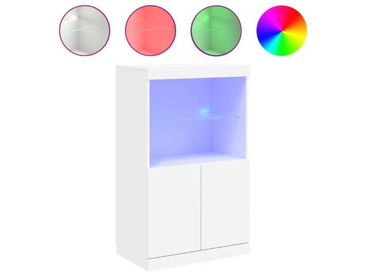 NOUVEAU Commode - Buffet avec lumières LED - Bahut Meuble Enfilade - blanc - 60 5x37x100cm 98124