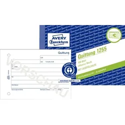 Avery Zweckform Quittung mit Mwst., Recycling, A6 quer, mit Mikroperforation, alle Blätter gelocht, 100 Blatt