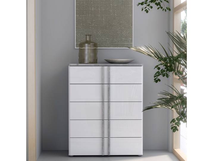 Kommode 81 x 100 x 42cm Grau/Weiß