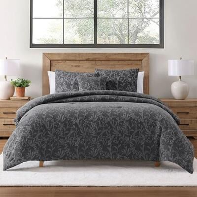 Mytex Llc Botanical Dreams Comforter Bed Set Dark Gray, King, Dark Gray
