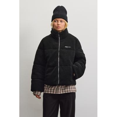 Steppjacke PEGADOR "GEORGIA TEDDY PUFFER JACKET", Damen, Gr. XS, schwarz, Web, Obermaterial: 100% Polyester, unifarben, regular fit normal, Jacken Steppjacke, Kunstfaser, regular fit
