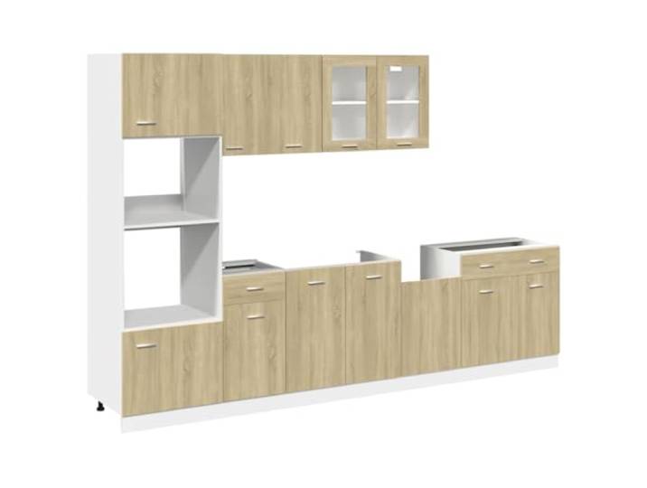HKTMGDNG 7-tlg Küchenschrank-Set Lyon Holzwerkstoff Sonoma-Eiche 7-teilige Einbauküche aus Holzwerkstoff mit Wandhängeschränken und Unterschränken für Küche und Essbereich.