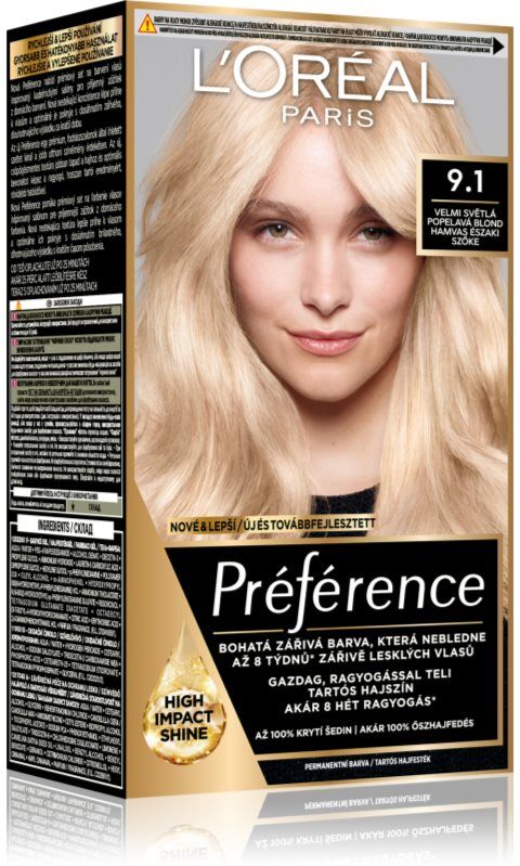 L’Oréal Paris Préférence coloration cheveux teinte 9.1 Viking Light Ash Blonde 1 pcs