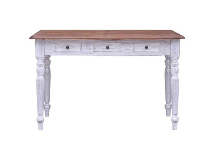 FDSAQOPT Schreibtisch mit 3 Schubladen Weiß 117x57x75 cm Altholz Massiv Rustikaler Charme, Flurtisch, Konsolentisch, Massives Altholz, Teak, Mahagoni, Hartholz, Einfacher Aufbau