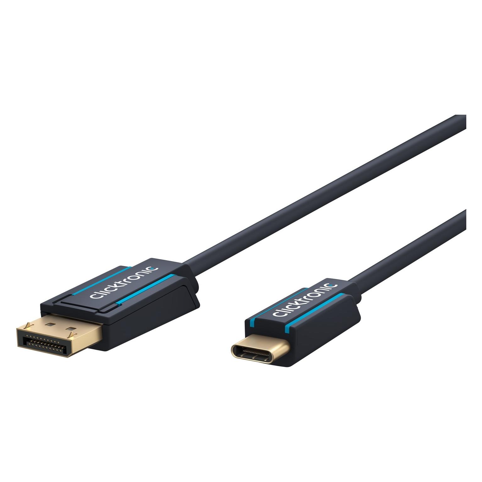 clicktronic USB-C to DP Cable. M/M. Blue. 1.0m (1 m) (44931)