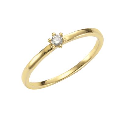 Fingerring OROLINO "Gold 750 mit Brillant 0,07ct." Gr. 52, gelb, Fingerringe, Damen, 052 (16,6), 0,07 SI = kleine Einschlüsse, Gold, Fingerring